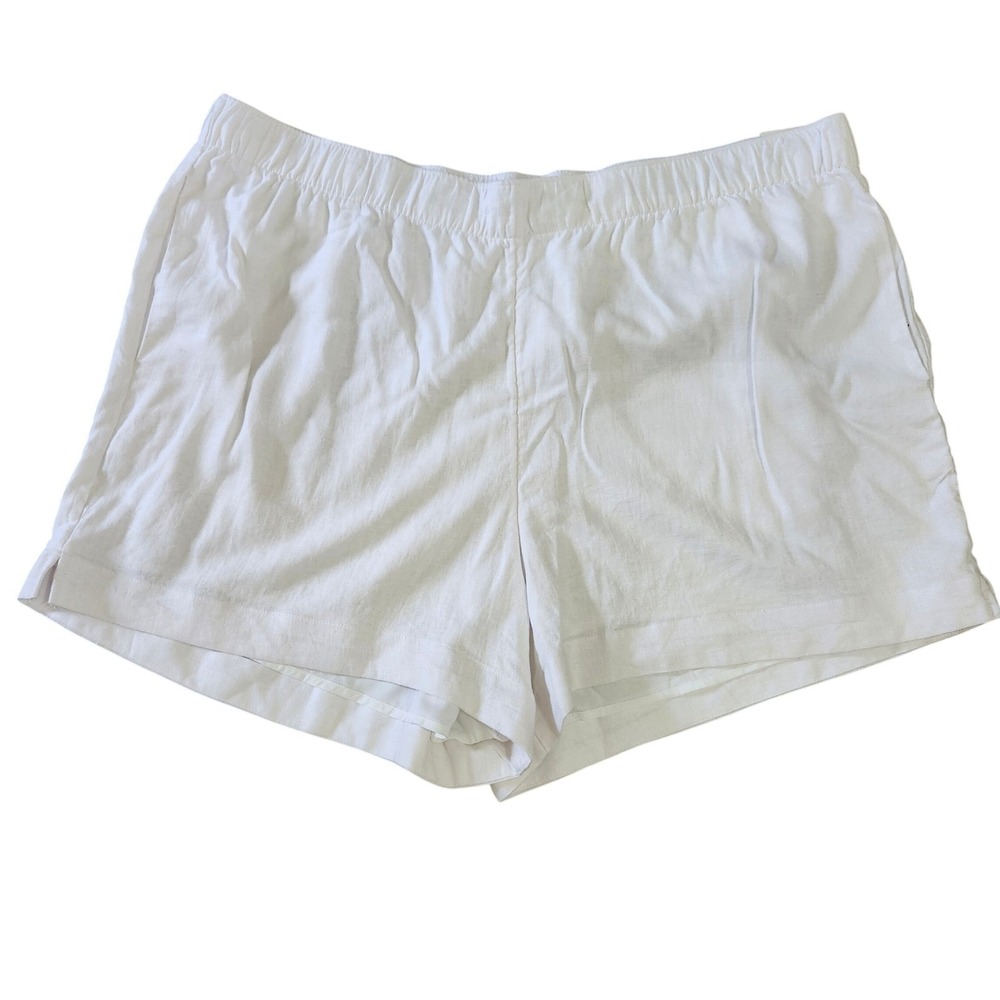Abercrombie & Fitch Linen Blend Shorts Women XXL White Ultra High Rise 3" Inseam